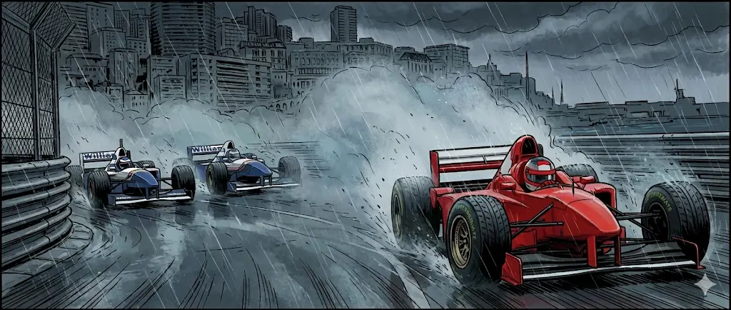 Regenkönig Schumacher triumphiert bei chaotischem Monaco Grand Prix 1997